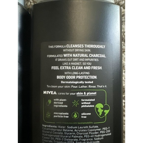NIVEA Men Active Clean Body Wash with Natural Charcoal, 16.9oz each - Pack of 2 - Picture 4 of 4
